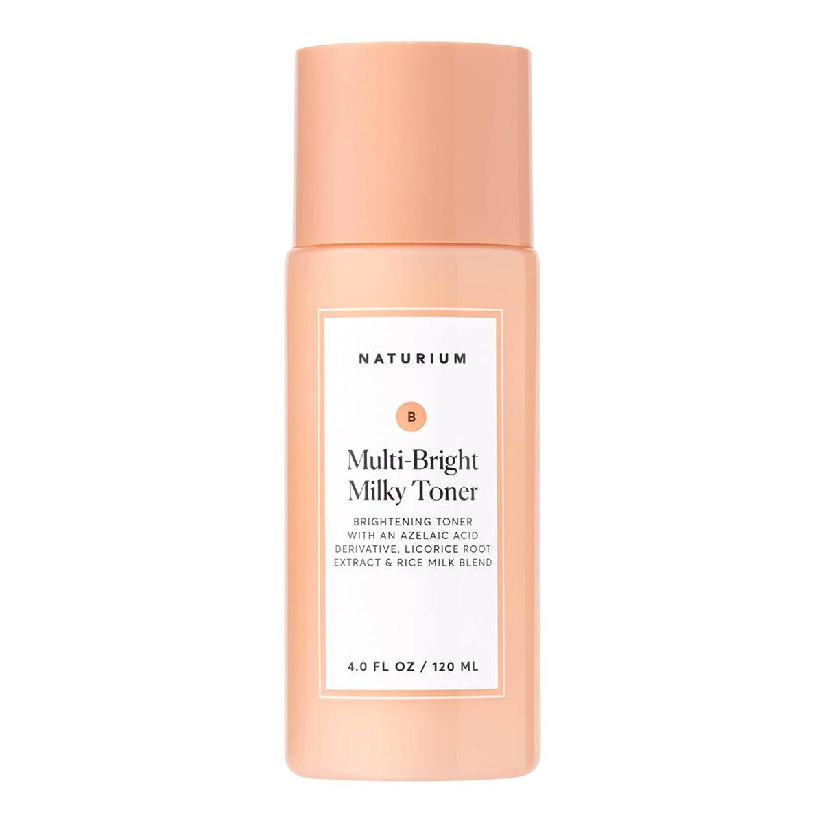 Naturium front packaging showing milky toner bottle, clear branding and product benefits