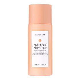 Naturium front packaging showing milky toner bottle, clear branding and product benefits