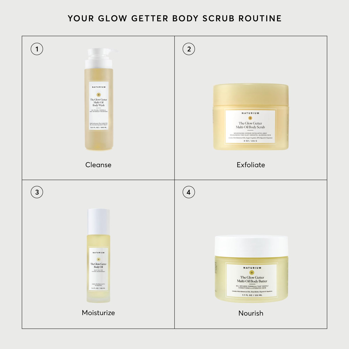 Application of Naturium scrub on forearm showing exfoliating motion and smooth conditioned skin result