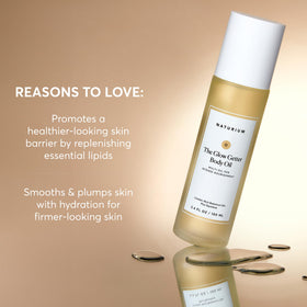 Naturium oil applied on legs demonstrating smooth hydrated skin