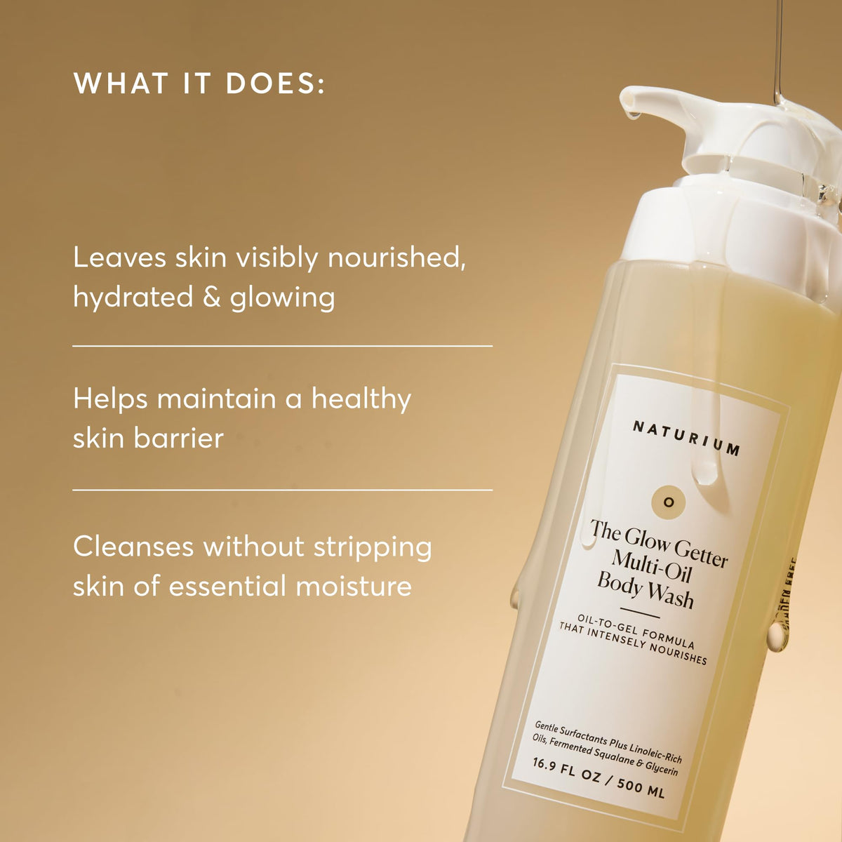 Naturium oil texture close-up highlighting rich multi-oil consistency for nourishing cleanse