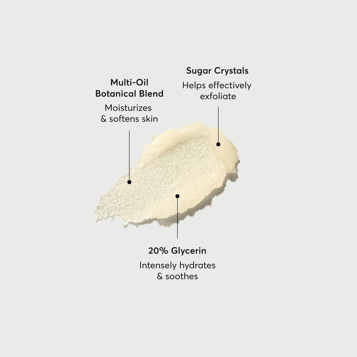 Close-up of Naturium scrub texture showing sugar crystals and creamy oil base for gentle exfoliation