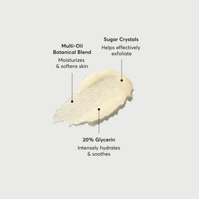 Close-up of Naturium scrub texture showing sugar crystals and creamy oil base for gentle exfoliation