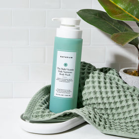 Naturium ingredients and icons highlighting vegan and paraben-free