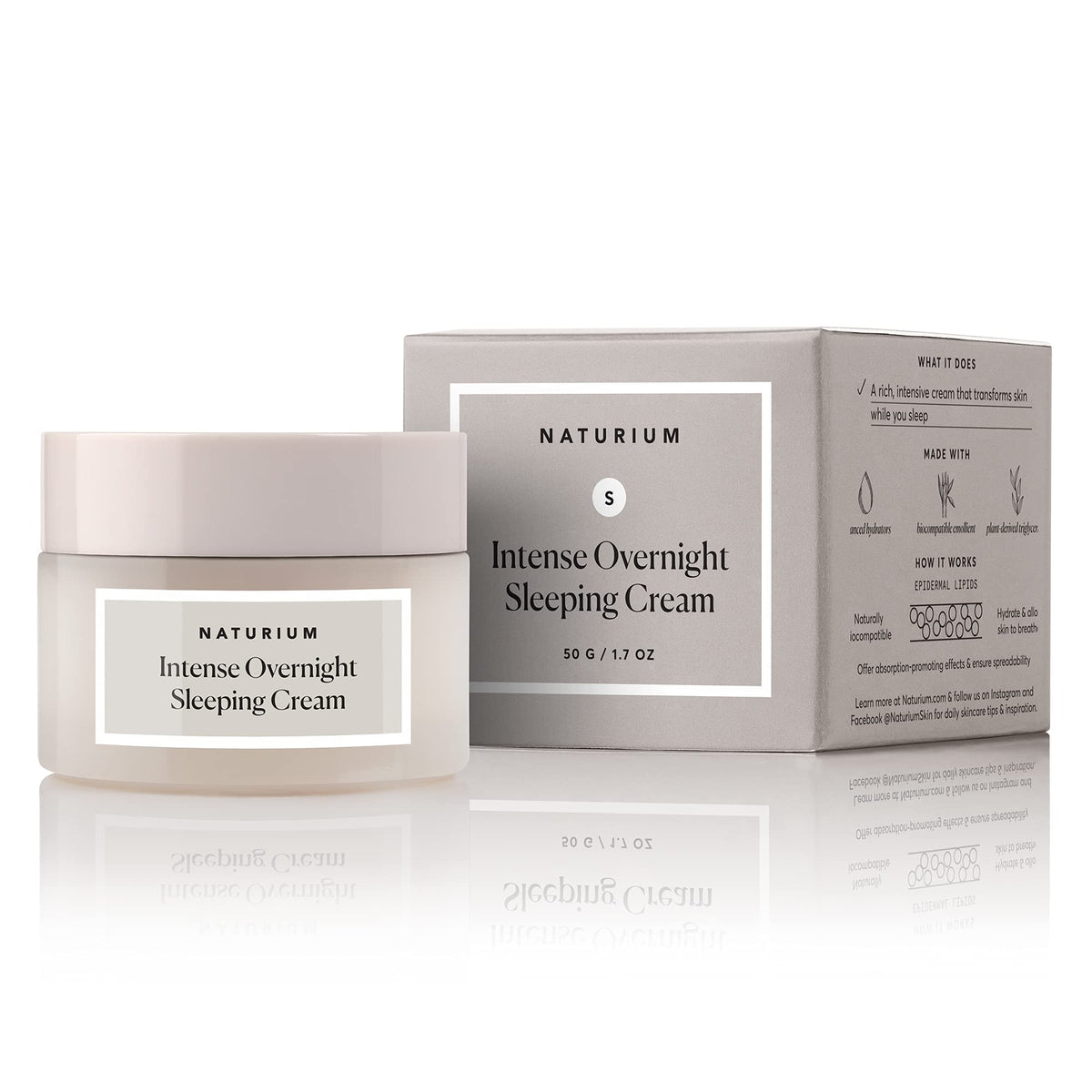 Naturium jar on bedside table showing overnight routine hydration benefit