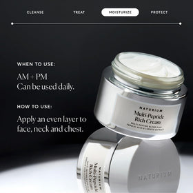 Naturium label close-up highlighting peptide and ferulic acid ingredients