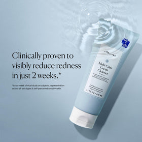 Naturium on bathroom vanity staged to show calming daily routine benefit
