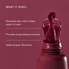 Naturium lip balm application on lips, demonstrates smooth glossy finish benefit