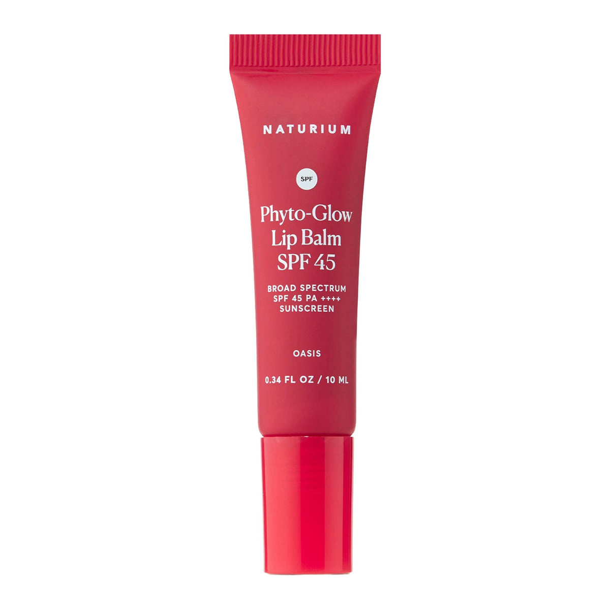 Naturium Phyto-Glow lip balm front packaging showing SPF 45 and tinted gloss benefits