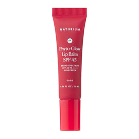 Naturium Phyto-Glow lip balm front packaging showing SPF 45 and tinted gloss benefits