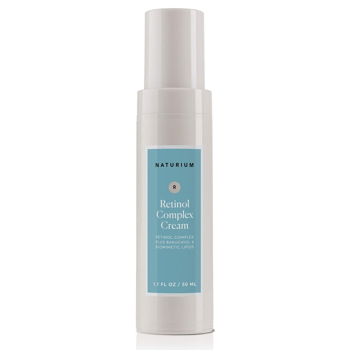 Lifestyle shot of Naturium retinol cream on bathroom shelf conveying daily routine inclusion
