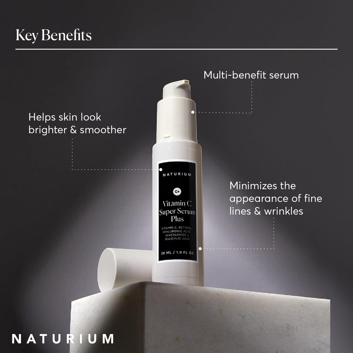 Close-up of Naturium serum drops on skin highlighting hydrating finish