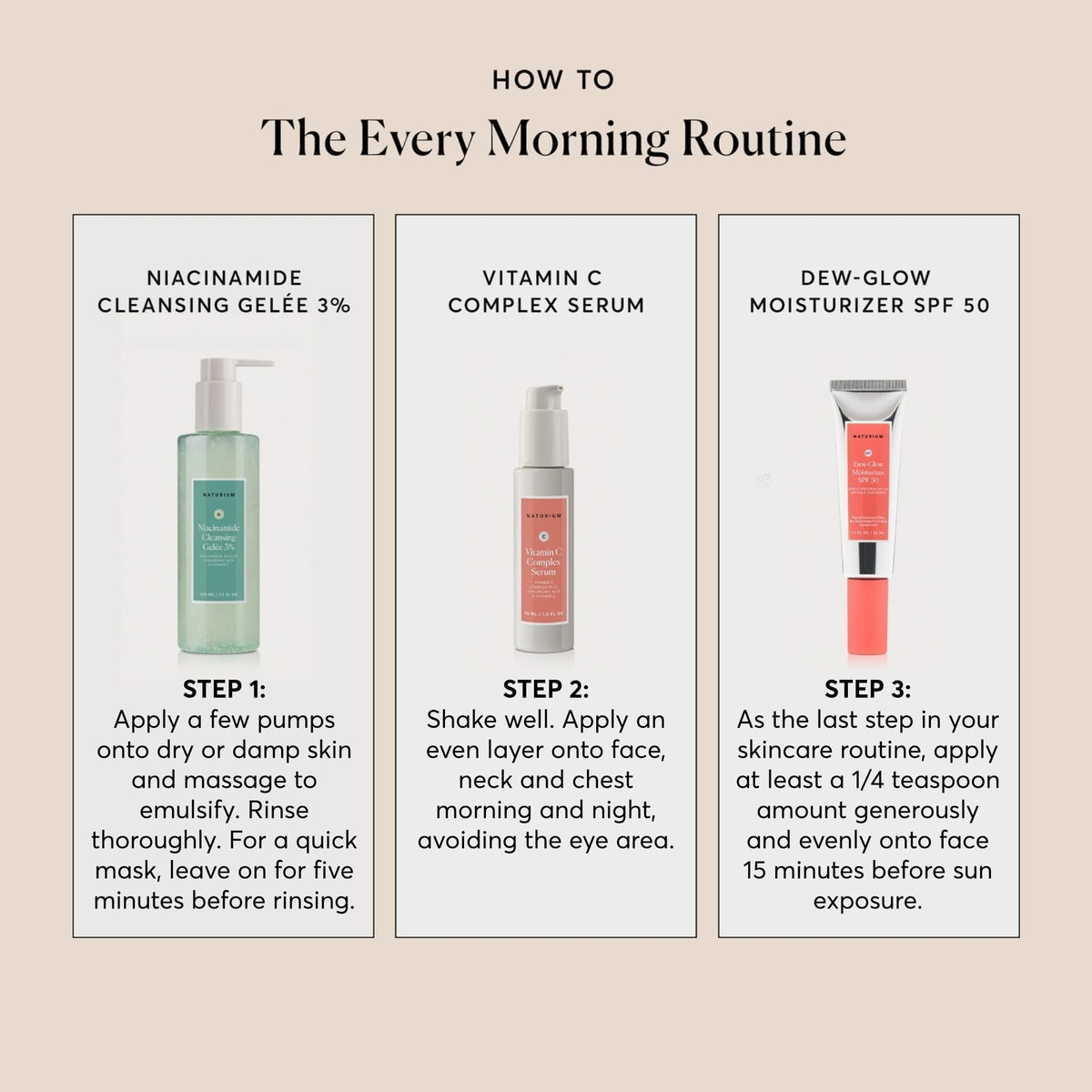 Naturium bottle on bathroom shelf lifestyle shot conveying daily routine use