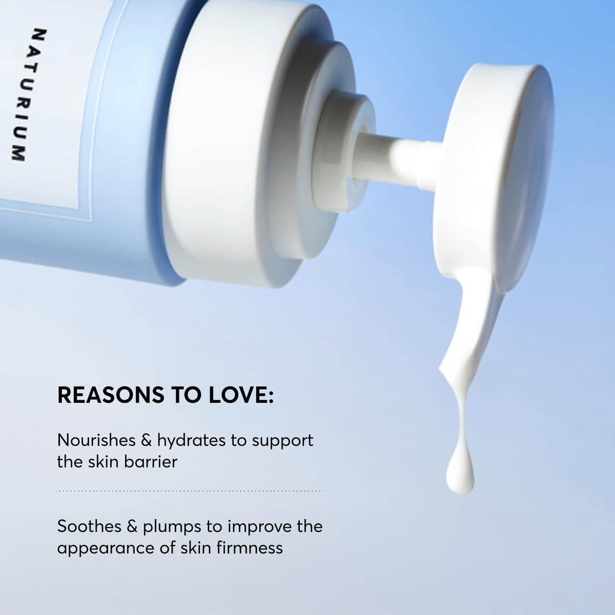 Naturium pump and label detail highlighting ingredients and easy dispensing