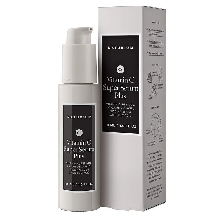 Naturium front packaging showing bottle and benefits for brighter skin