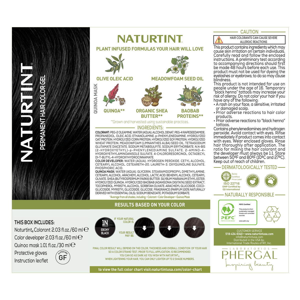 Naturtint after color hair showing ebony black shine and healthy look