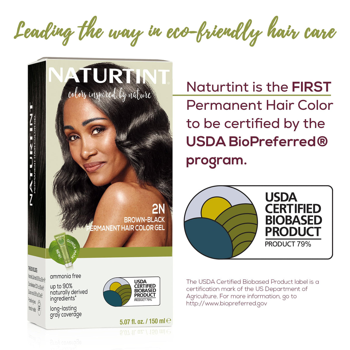 Naturtint dyed hair result showing rich brown-black shine