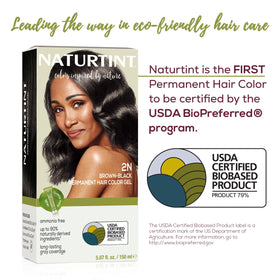 Naturtint dyed hair result showing rich brown-black shine