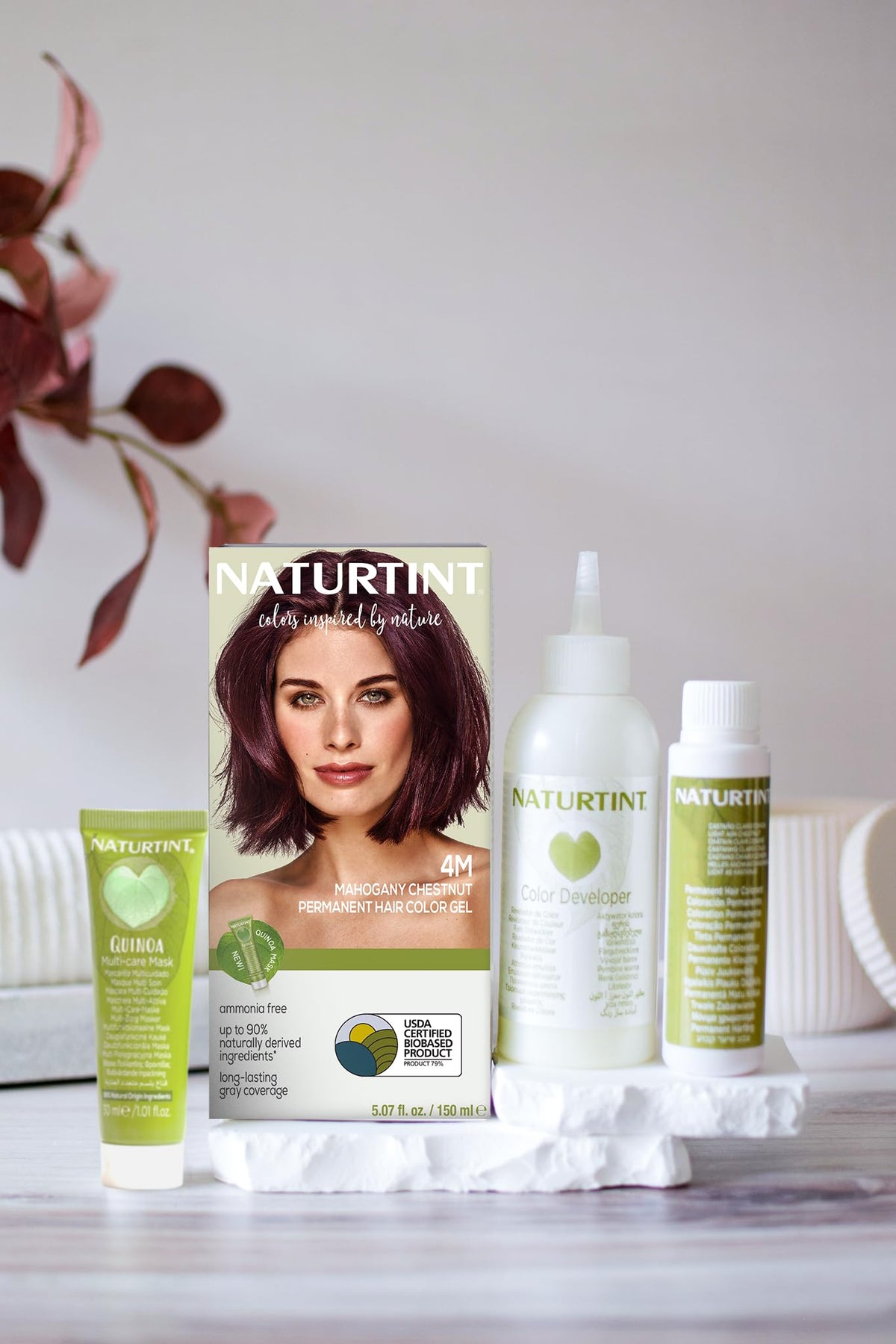 Naturtint ingredient panel close-up highlighting plant-based formula benefits