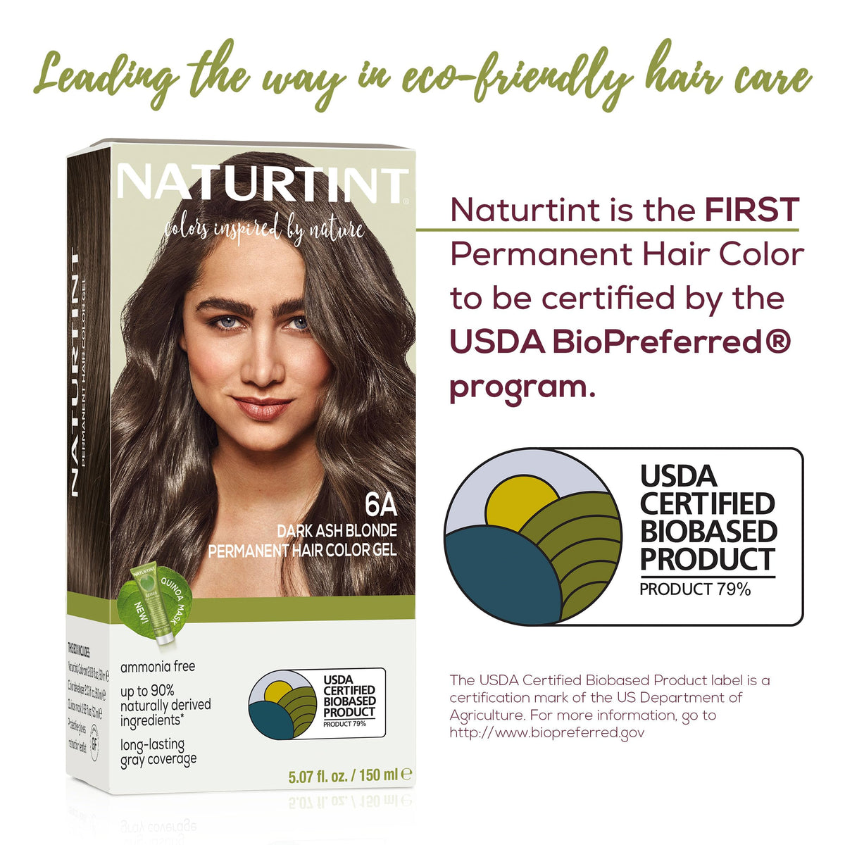 Naturtint color swatch on a hair strand demonstrating dark ash blonde result