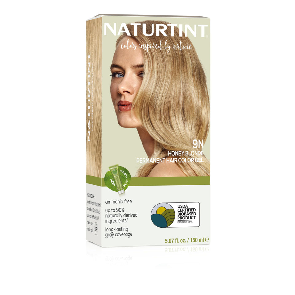Naturtint front packaging showing the 9N honey blonde shade and benefits