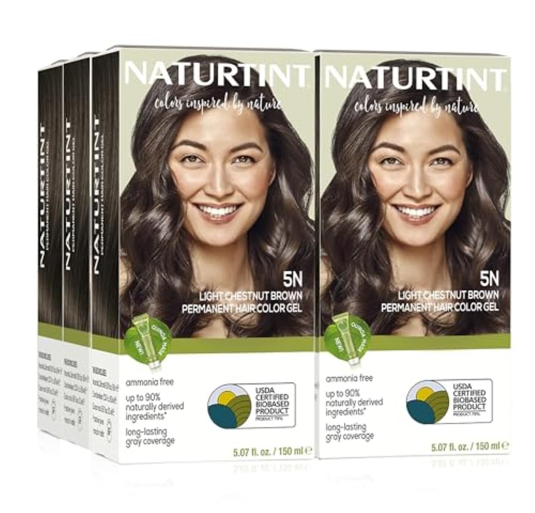 Naturtint front packaging shows 5N light chestnut brown and benefits