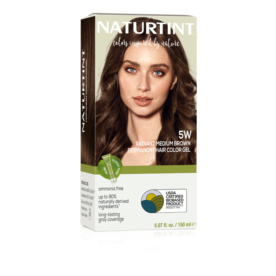 Naturtint front packaging showing 5W Radiant Medium Brown and clear benefits