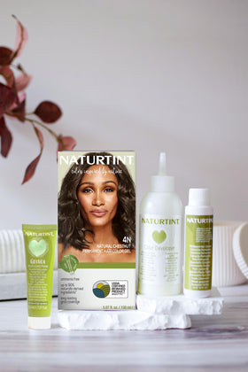 Naturtint close-up of plant-based ingredient label highlighting nourishing extracts