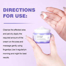 Applying Natuvia cream to neck demonstrating lift technique and improved texture