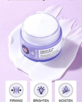 Lifestyle photo of neck and décolleté with Natuvia for everyday beauty routine
