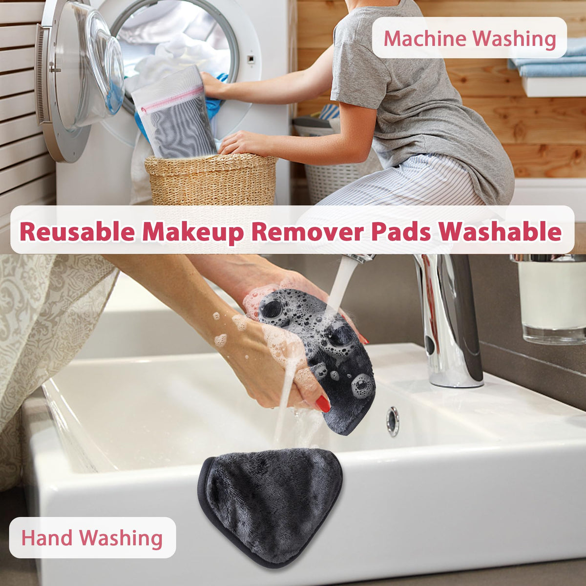 Natwag cloths styled on bathroom vanity demonstrating everyday eco-friendly routine