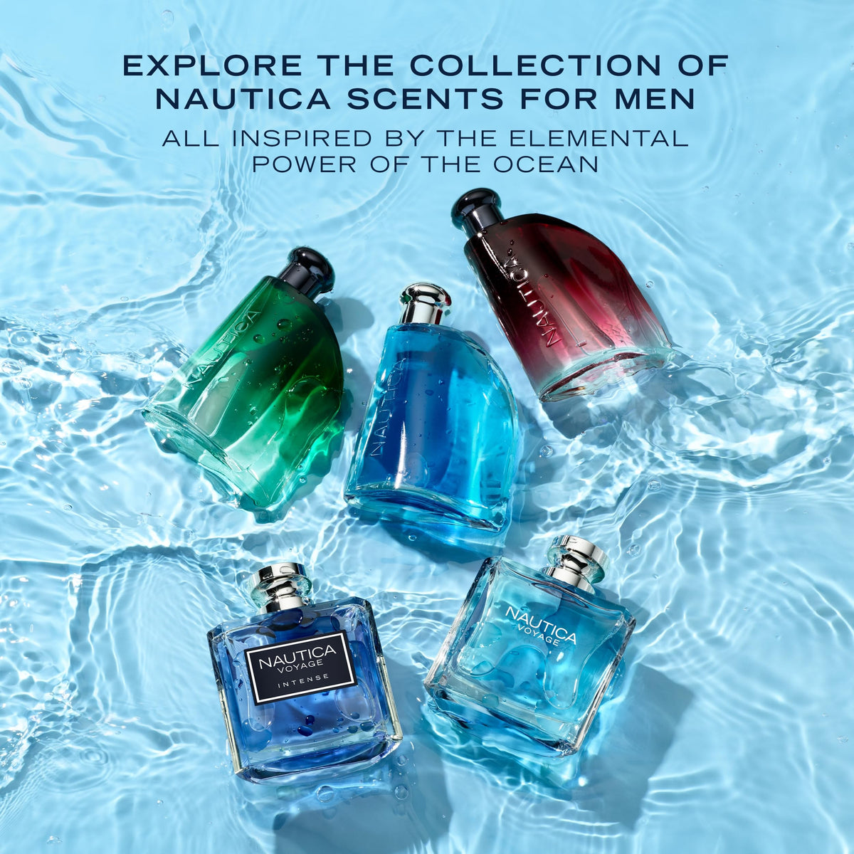 Nautica Blue mist texture in air highlighting crisp basil and ocean-inspired freshness