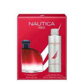 Nautica red bottle cap and label displaying branding and clarity
