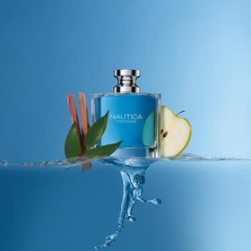 Nautica Voyage in hand to show bottle size and portable travel-friendly benefit