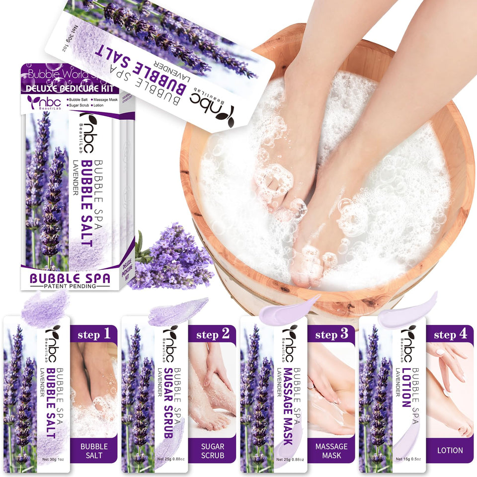 nbc BeautiLab lavender boxed kit front view showing contents and calming scent benefit