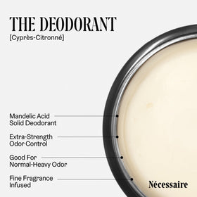 Nécessaire scent notes visual with citrus and cedar imagery conveying fresh aromatic benefit