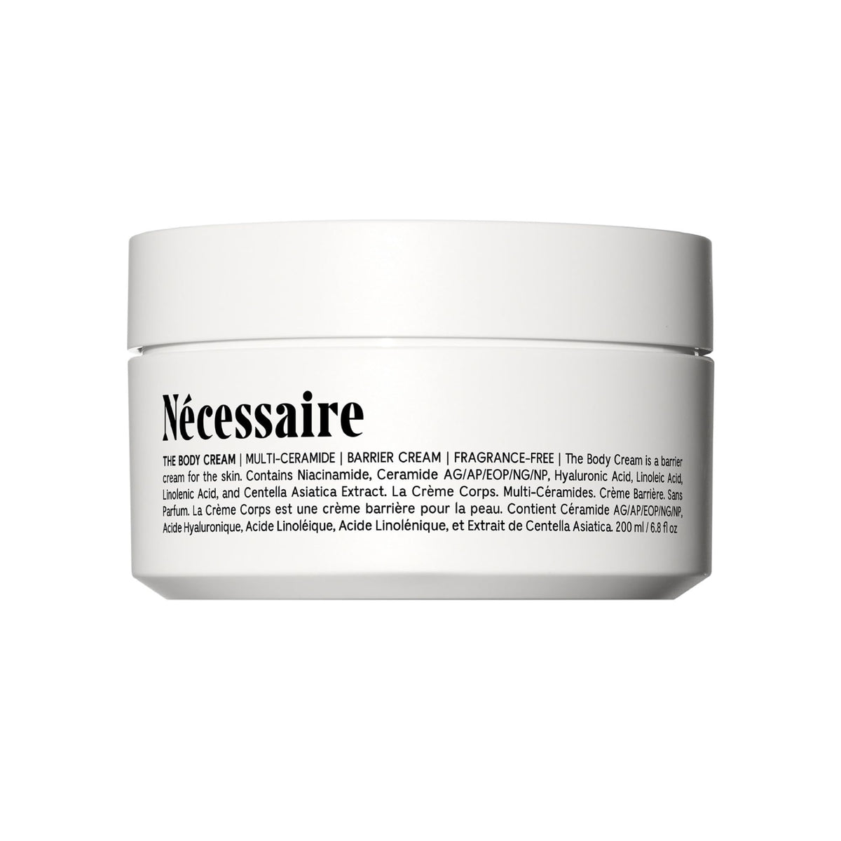 Nécessaire jar front view showing clean packaging and product identity benefit