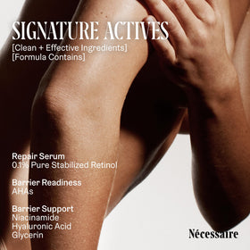 Nécessaire applied on arm illustrating smoothing and texture improvement