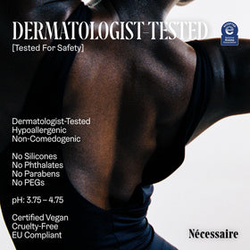 Nécessaire on arm absorption showing non-greasy finish benefit comfortable wear