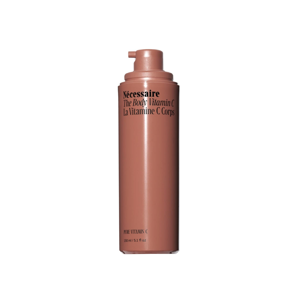 Nécessaire front bottle shot showing clean design and brightening promise