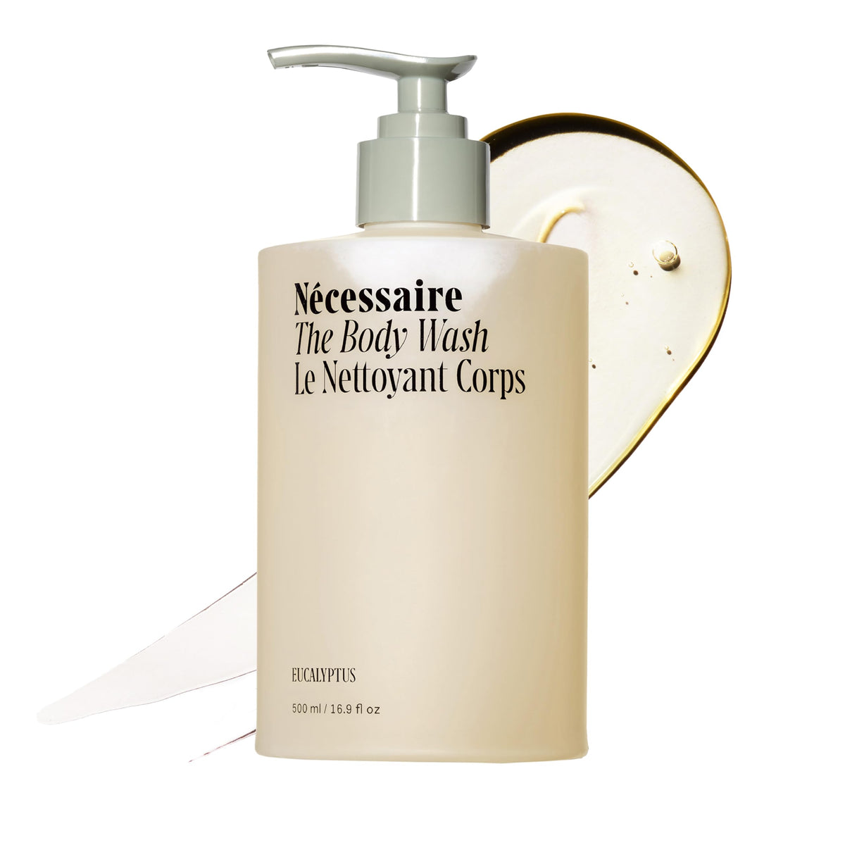 Nécessaire front bottle view showing clean design and 500ml capacity benefit