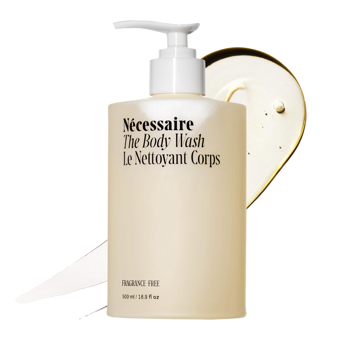 Nécessaire front bottle view showing clean design and 500ml size benefit