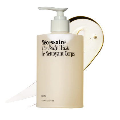 Nécessaire front bottle view showing minimalist label and clean design benefit