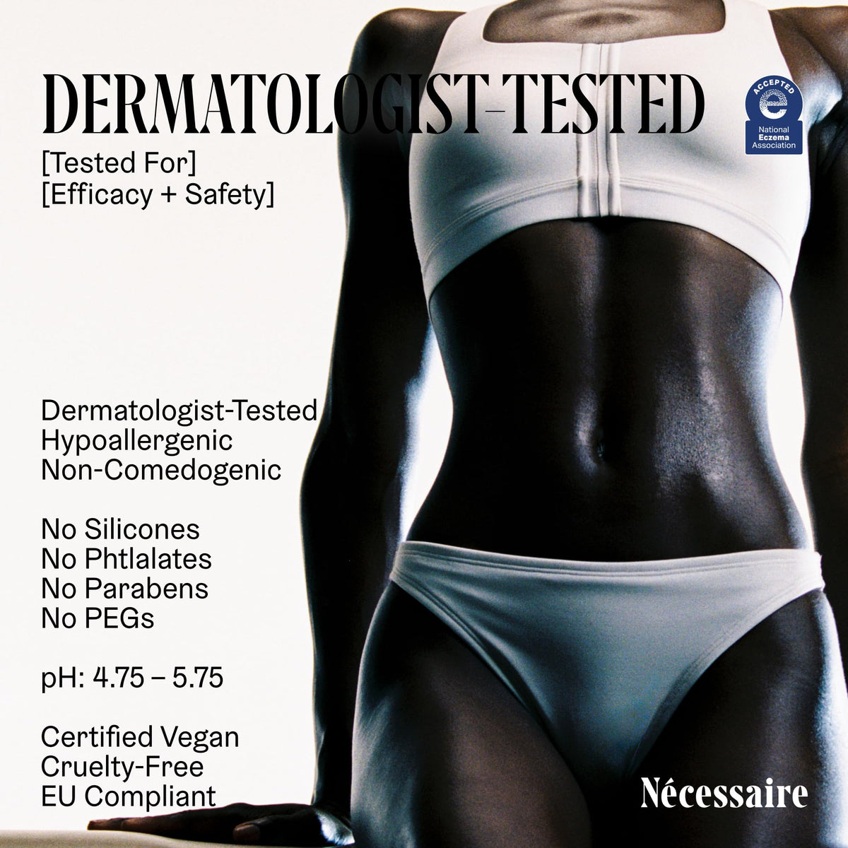 Nécessaire label detail highlighting multi-peptide and 2.5% niacinamide benefits