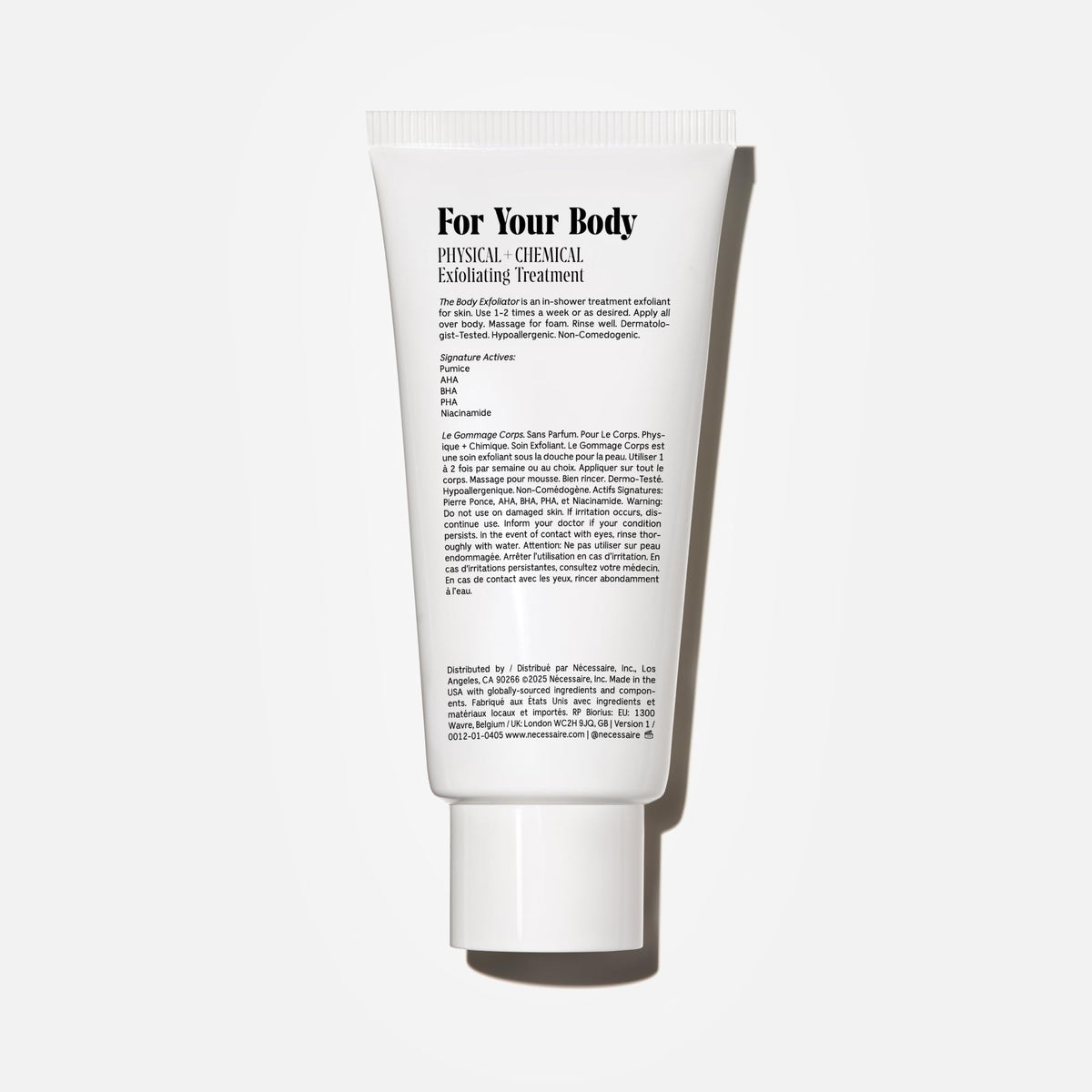 Nécessaire close-up pumice texture highlighting gentle physical exfoliation