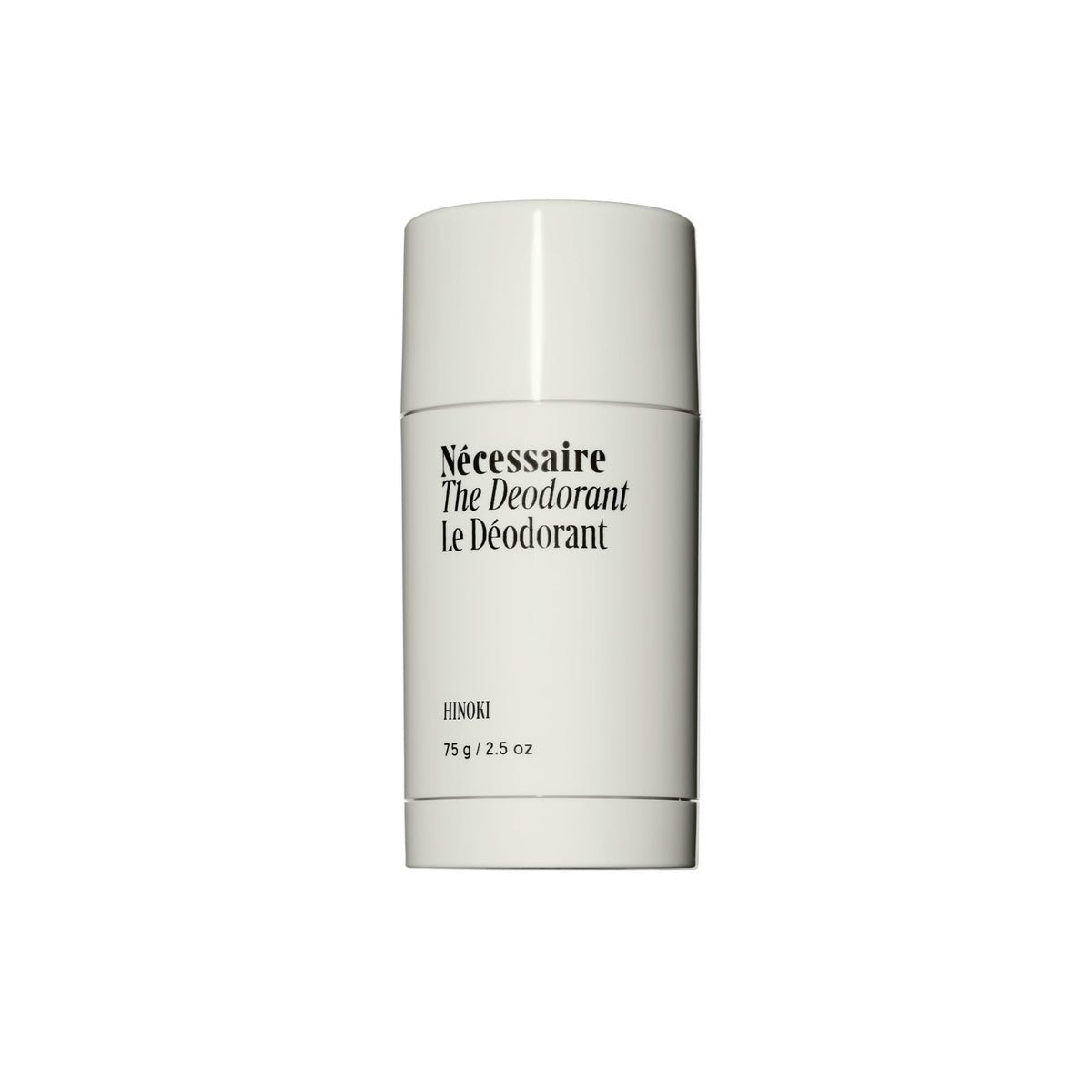 Nécessaire deodorant front stick showing clean minimalist design and benefit