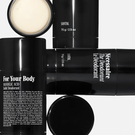 Nécessaire close-up of deodorant texture, smooth non-waxy finish for no residue