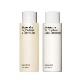 Nécessaire duo front packaging showing both full-size bottles and benefits