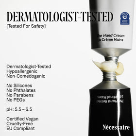 Nécessaire being applied to hands showing instant hydration and smoother skin