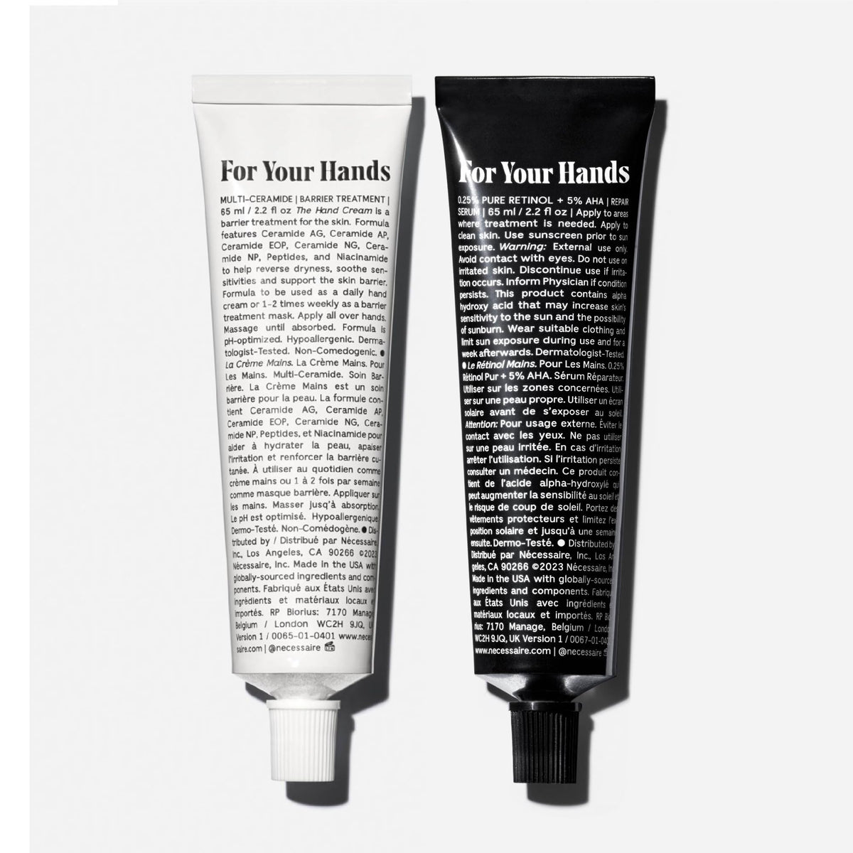 Nécessaire hand cream tube close-up highlighting nourishing formulation